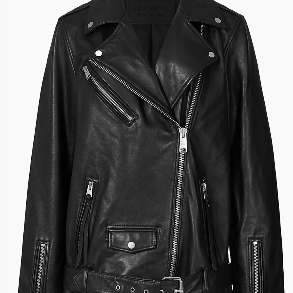 All Saints Black Leather Moto Jacket